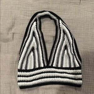 Black and White Crochet Halter Top